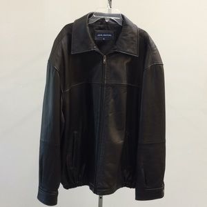 John Ashford Sz XL leather jacket zip Brown